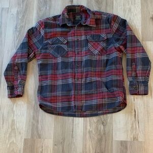 Jachs Red and Grey Plaid Flannel Button-Down Shirt
